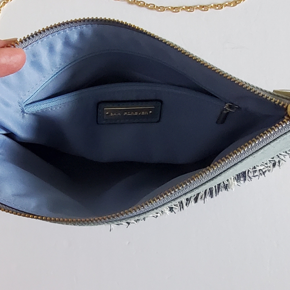 Denim Clutch with Removable Chain - Picture 7 of 8